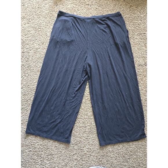 Jjill Petite Large Black Wearever Wide Full Leg Cropped Pull On Pants Slacks - Picture 2 of 7